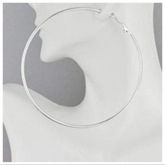 Fabulous Huge Silver Hoop earrings - Picture 5 of 8